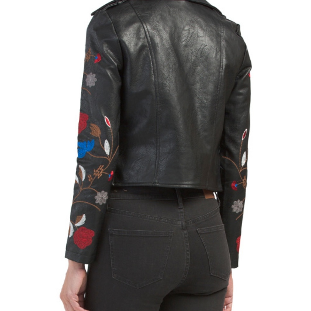 Romeo&Juliet Couture Embroidered Fx Leather Jacket - Picture 3 of 5